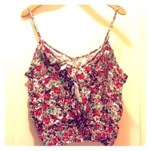 Cropped floral tank